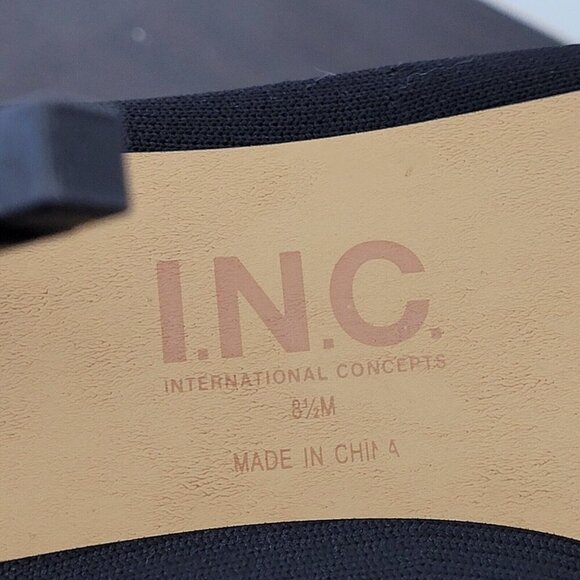 NEW INC International Womens Vidaliaf Black Knit Ankle Heel Boots 8.5 Square Toe - Picture 6 of 9